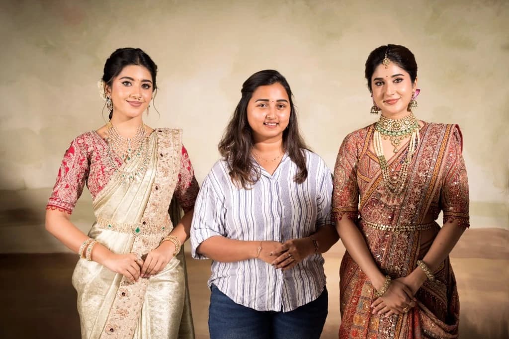 Bridal makeup artists training with expert mentors at Elegant Landmark