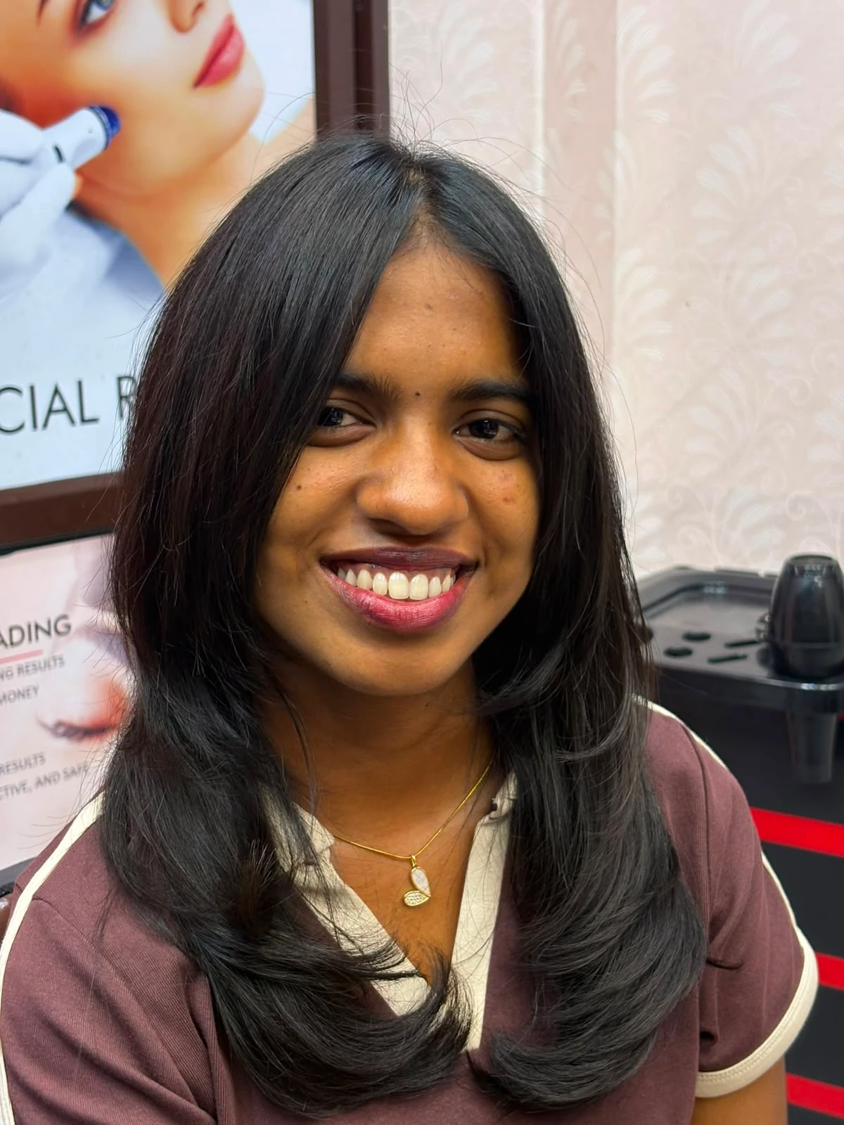 Polished blow-dry styling with a soft side fringe