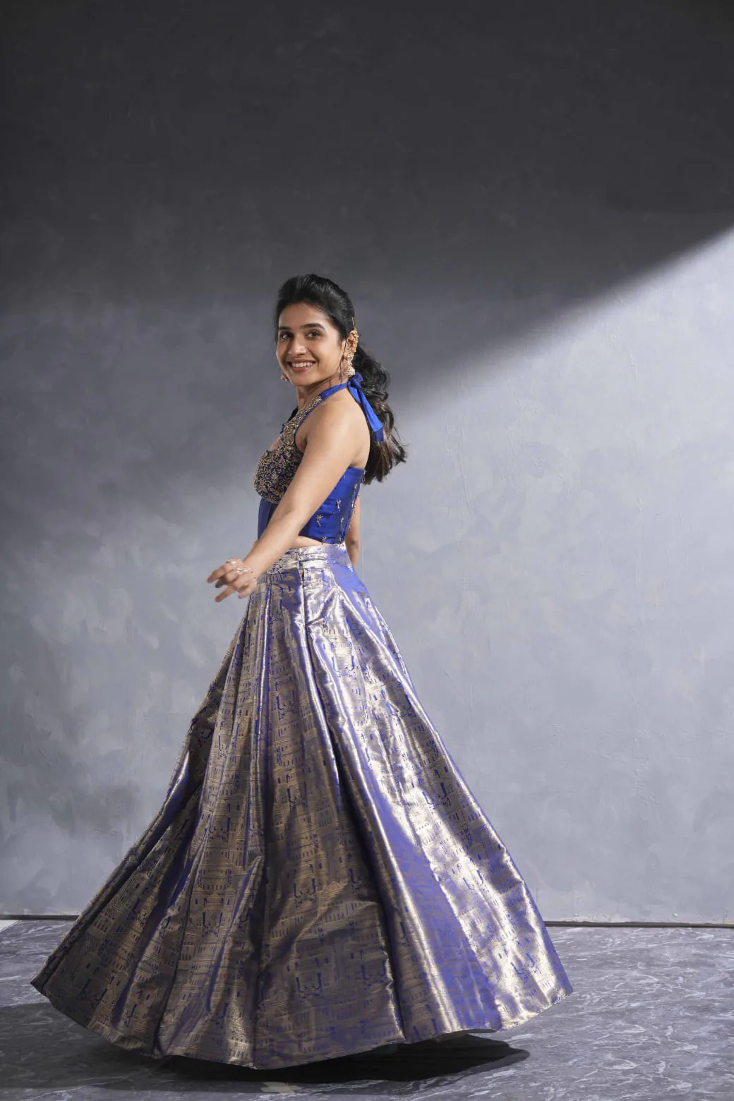 Full-length bridal lehenga styling