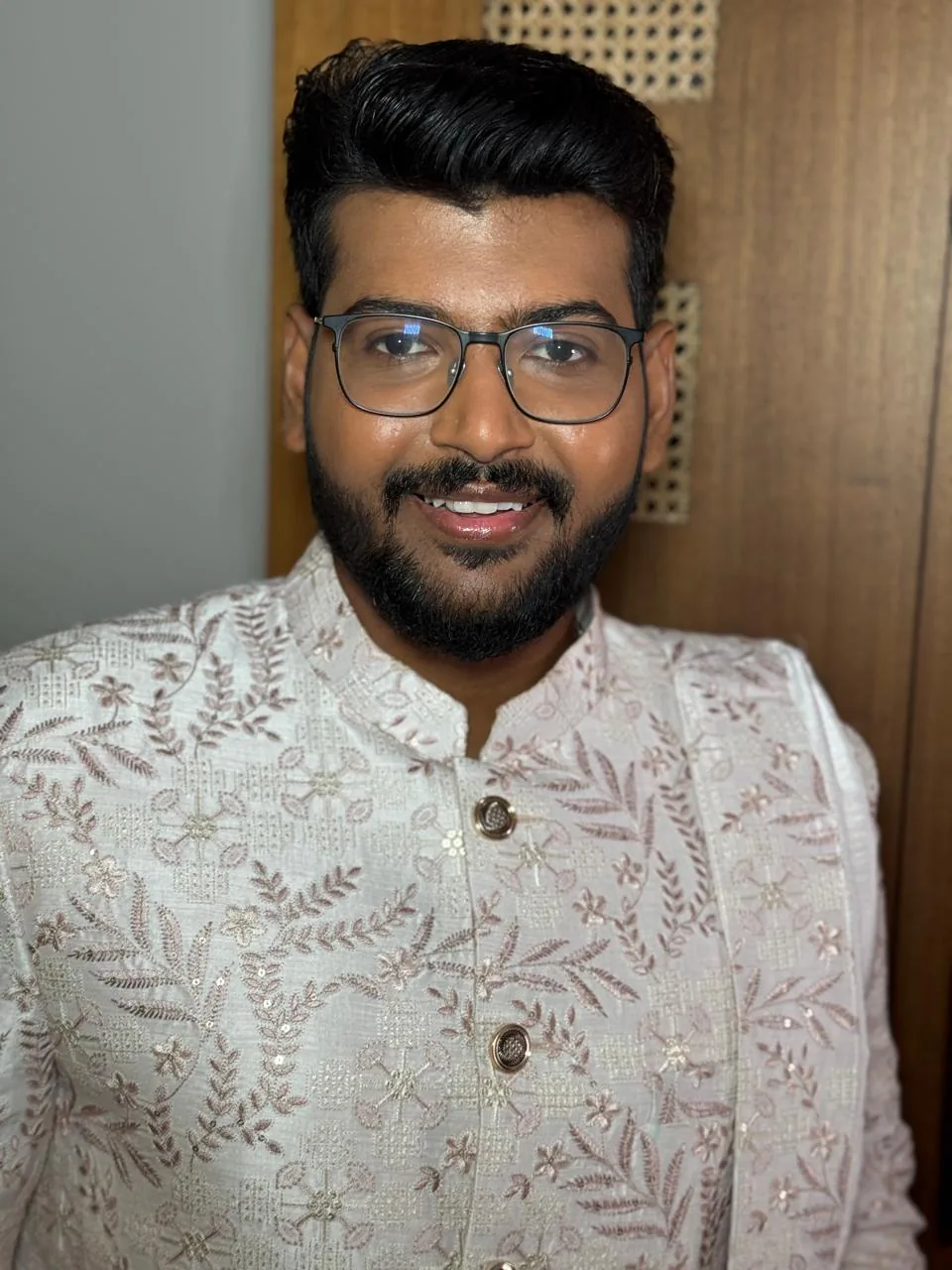 Men's grooming with a refined sherwani look