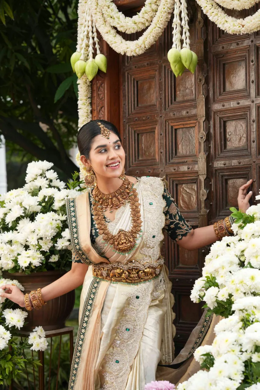 Bridal styling framed by fresh flowers