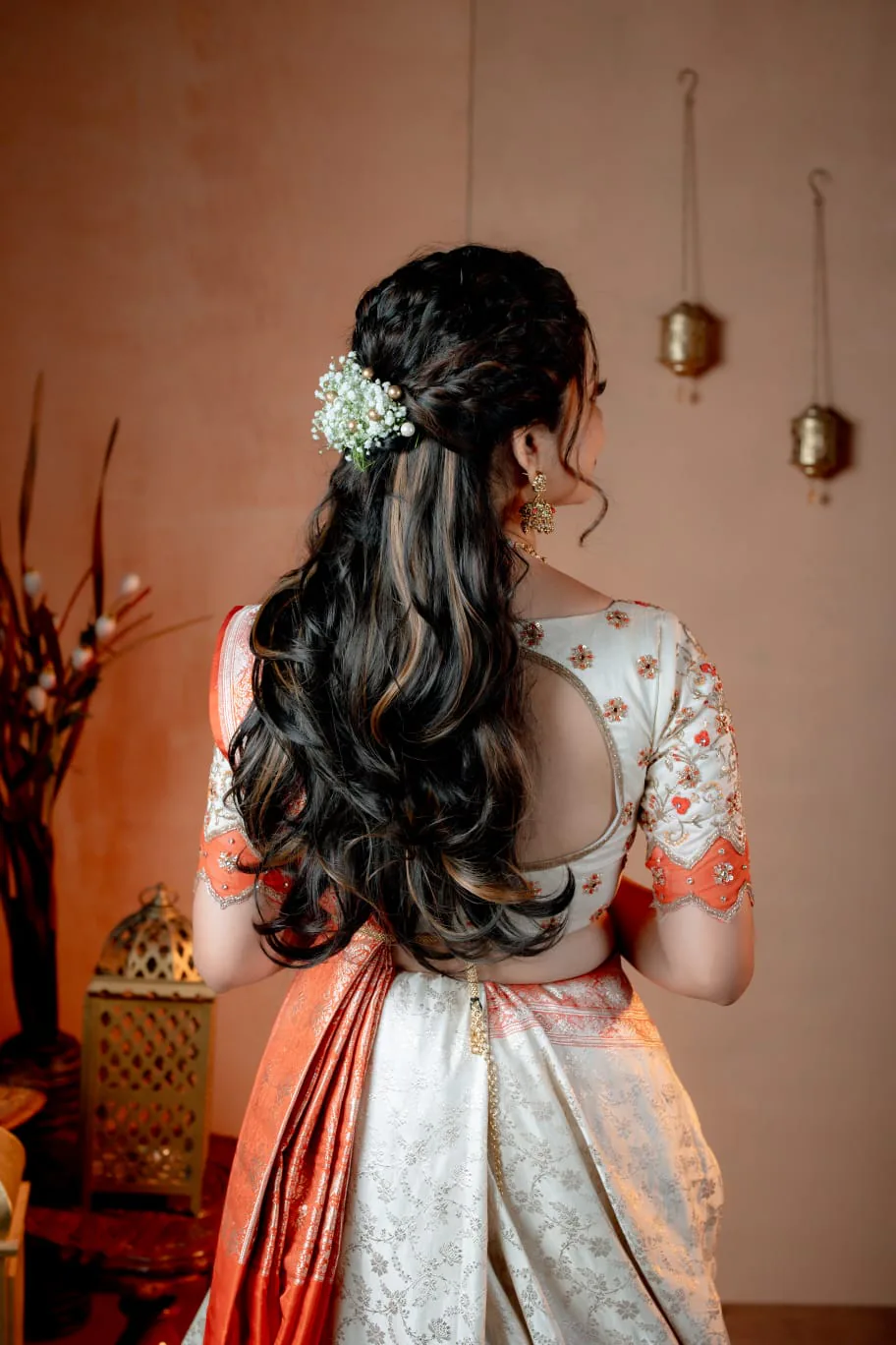 Floral bridal hairstyle, back view